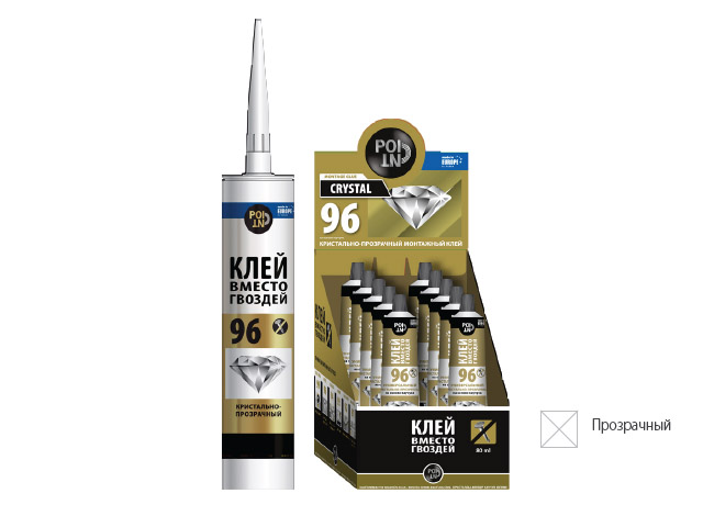 Клей монтажный POINT "Клей вместо гвоздей 96", 280мл(прозрачный, для монтажных и отделочных работ)